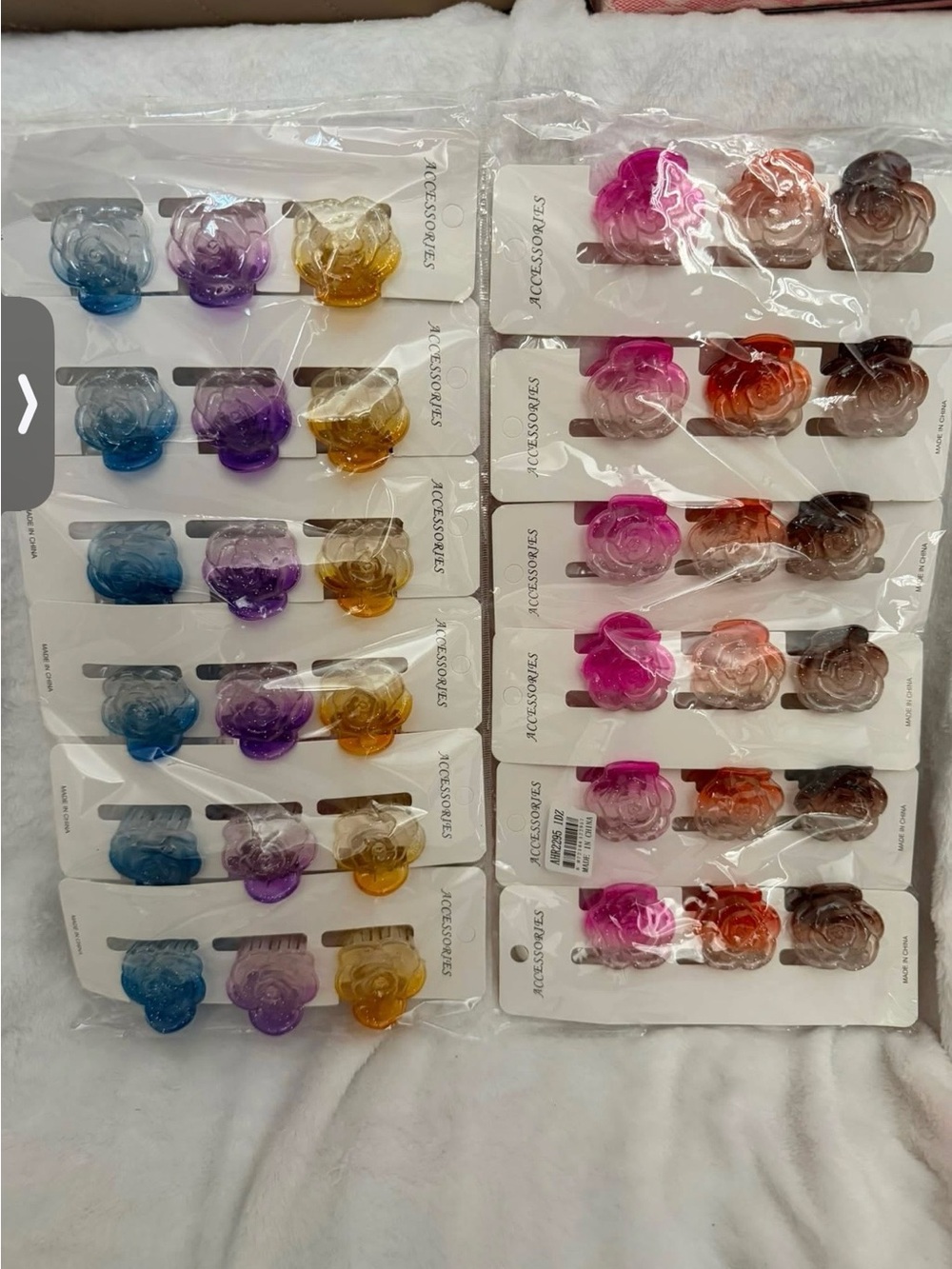 Floral Acrylic Hair Claw Clip Set — Pink, Purple, Blue, Amber, Brown